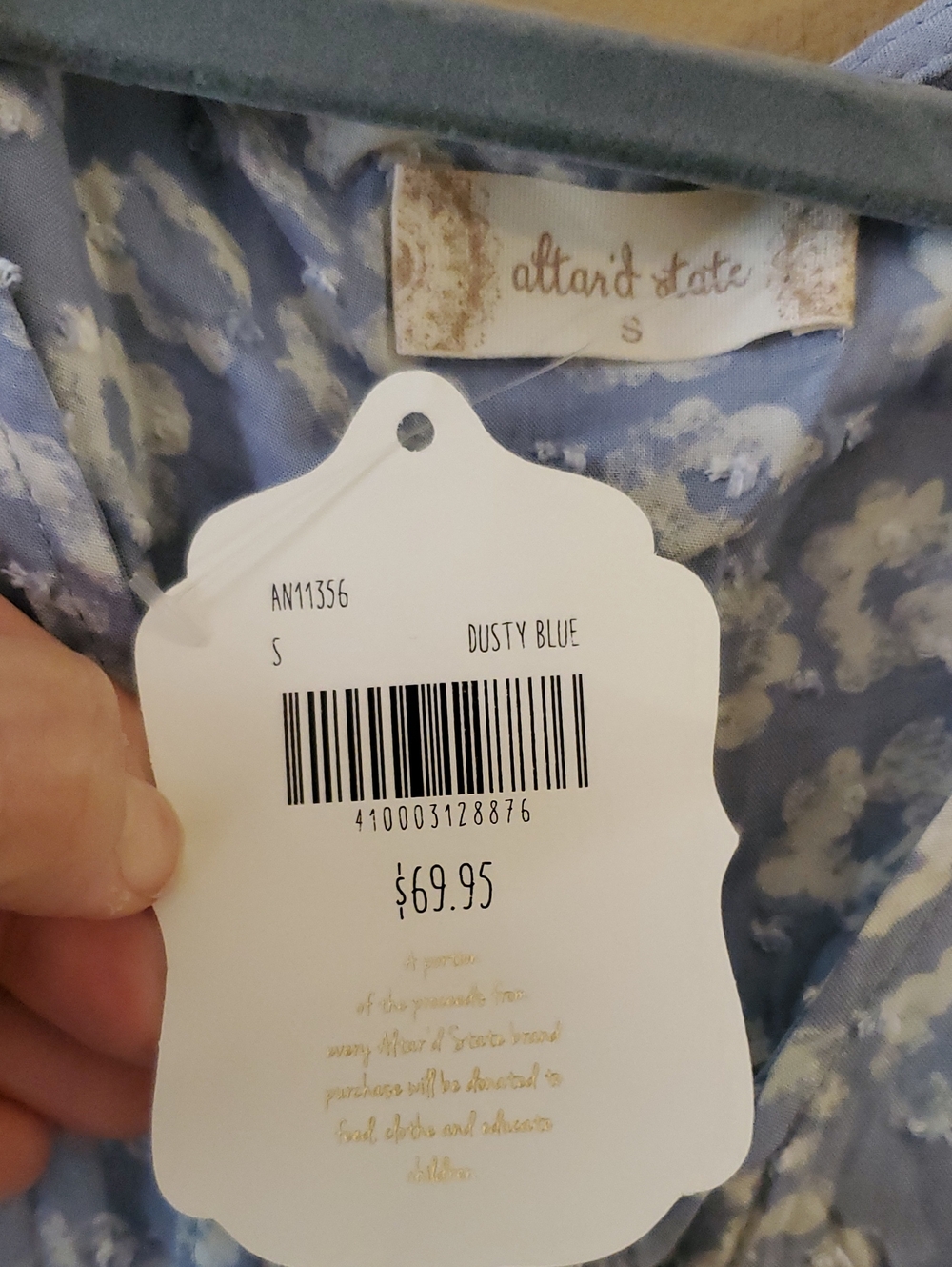 Altar’d State Blue Floral Wrap Blouse Top Size S NWT'S - Picture 5 of 10